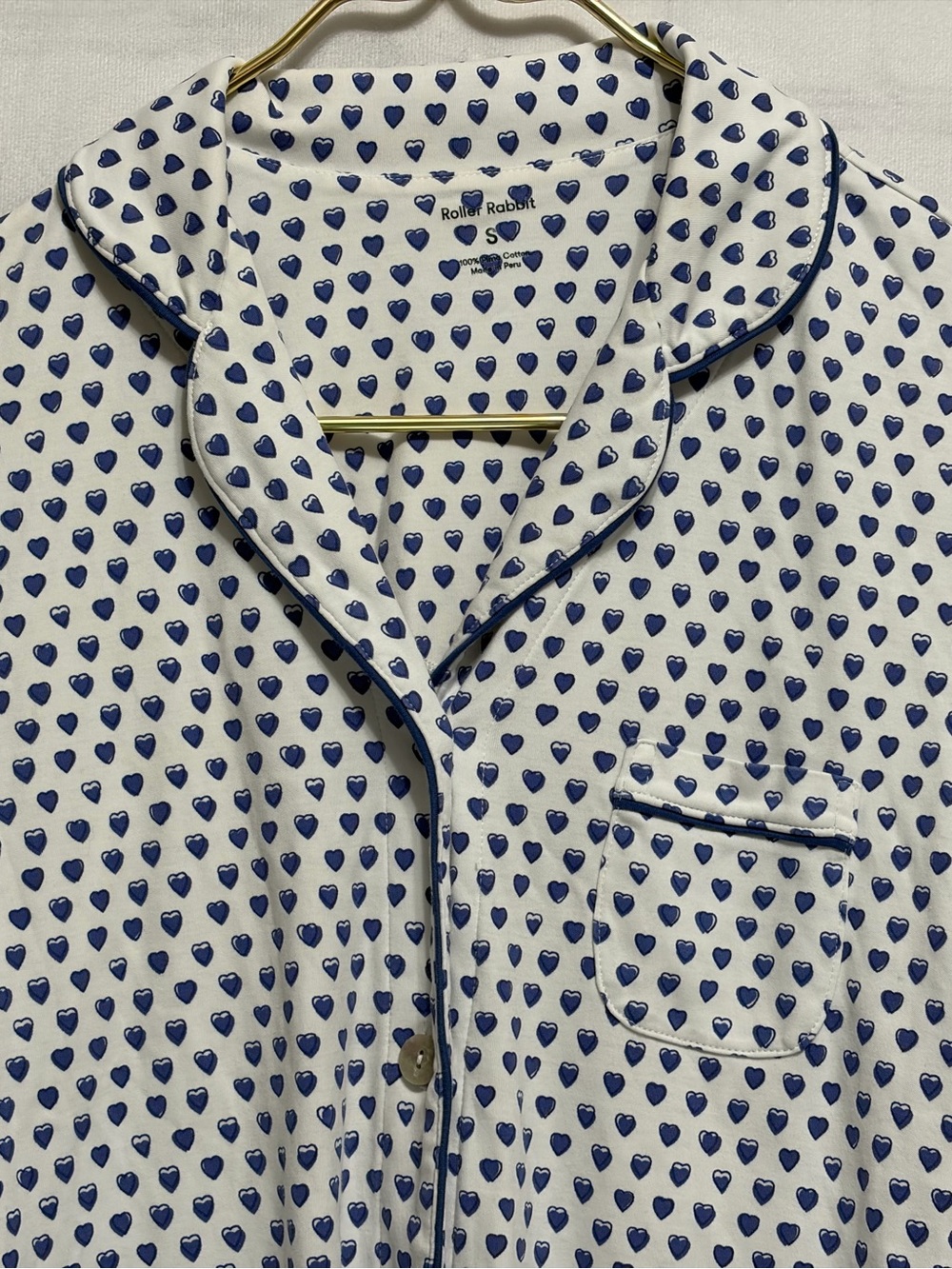 Roller Rabbit Women's Blue Heart Pajama PJ’S Top Size Small
